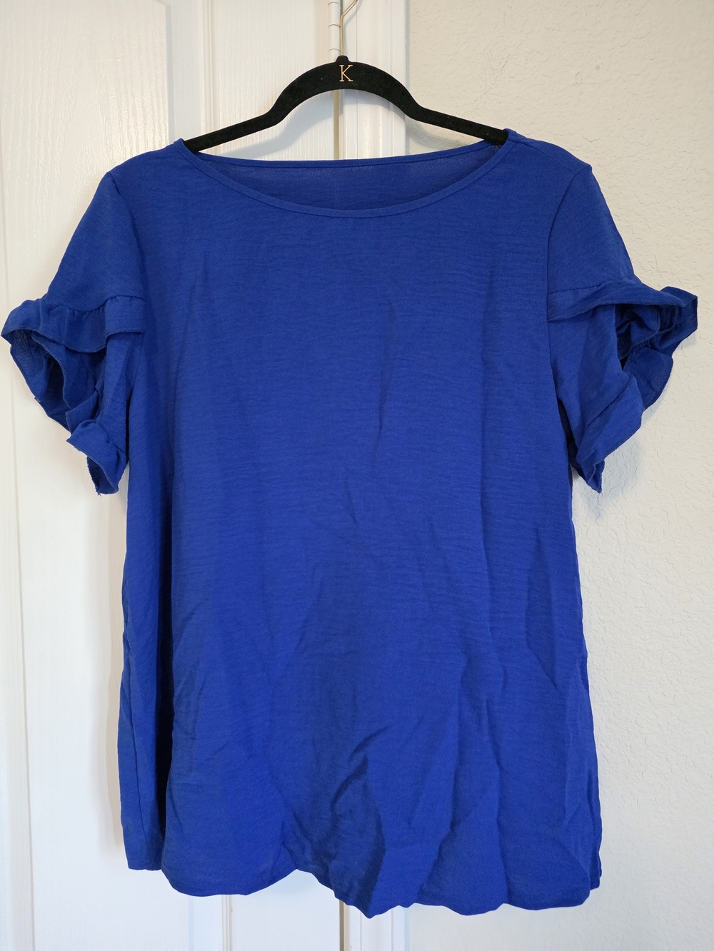 SHEIN Royal Blue Ruffle Sleeve Tee